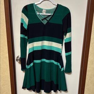 Her She Striped Green and Black Dress Size S
